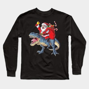 Christmas Shirts for Boys Kids Dinosaur T rex Santa Xmas Men Long Sleeve T-Shirt